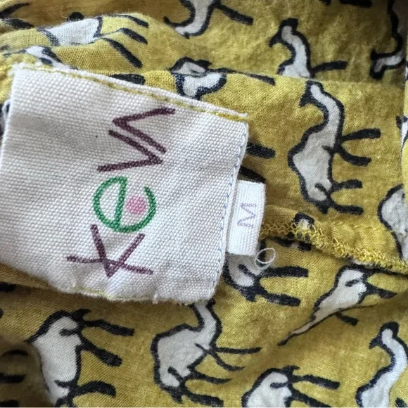 Keva Camel Print Pajama Set Women’s M Mustard Yellow Button Up Shorts - Picture 9 of 14